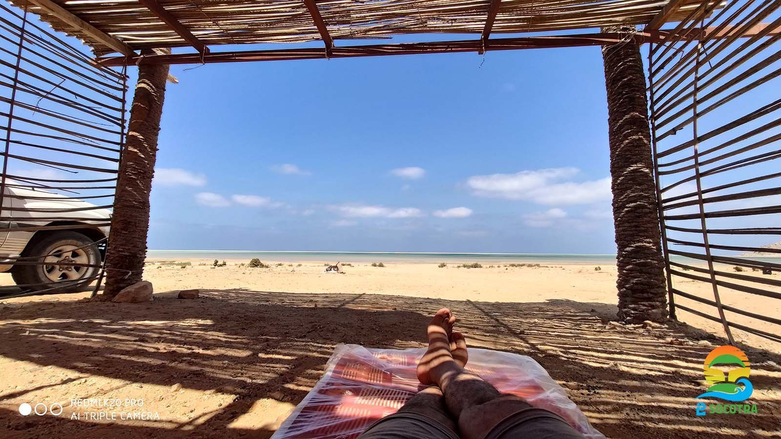 Camping shed Detwah Lagon lake , Qulensya قلنسية Qulansiya or Qalansiyah or Qalansia Socotra Island