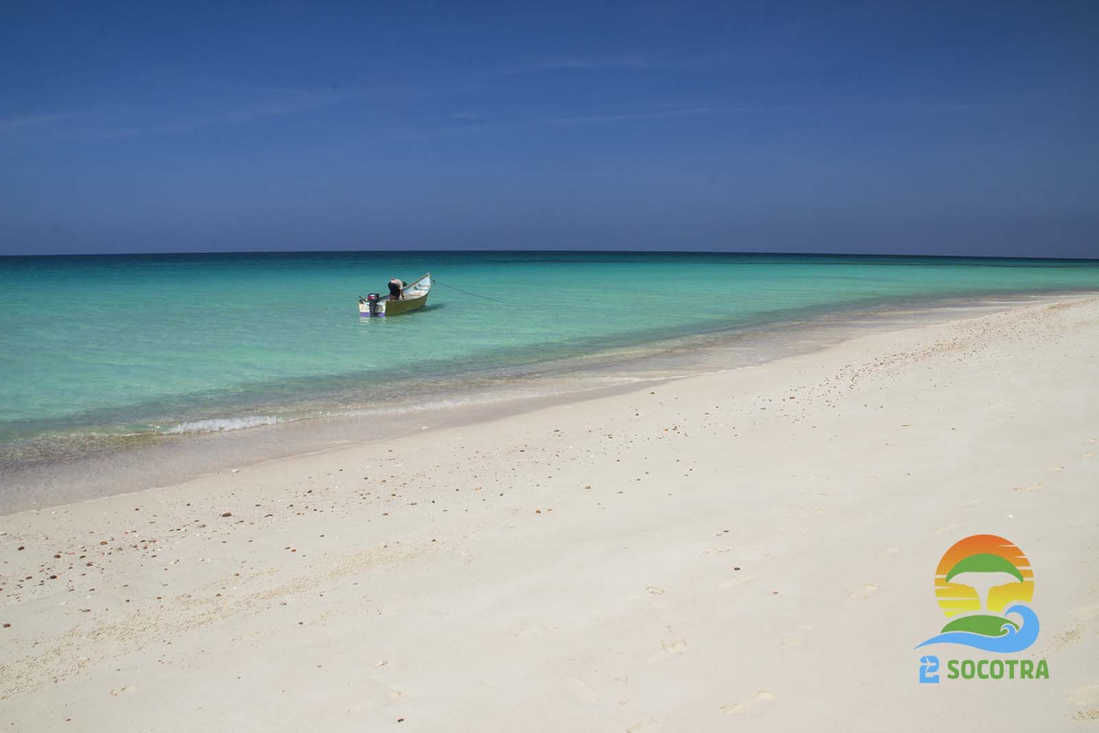 Shoab Beach, man on a boat, Shuab Bay Socotra Island